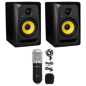 (2) KRK CLASSIC 5 Studio Monitor 5" Nearfield Powered Speakers+Condenser Mic