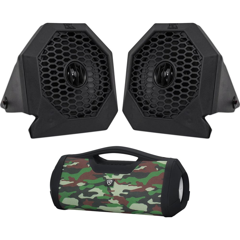 RZRPOD65 Dash Mount Speakers + RPB-XL Camo Bluetooth Boombox