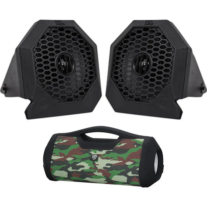 RZRPOD65 Dash Mount Speakers + RPB-XL Camo Bluetooth Boombox