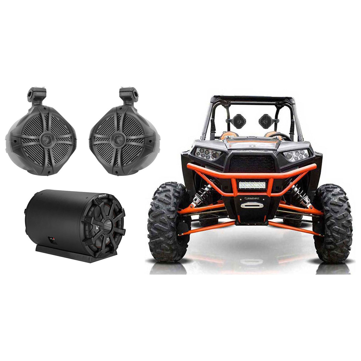 10" Subwoofer In Enclosure Plus (2) 8" Tower Speakers RZR/ATV/UTV