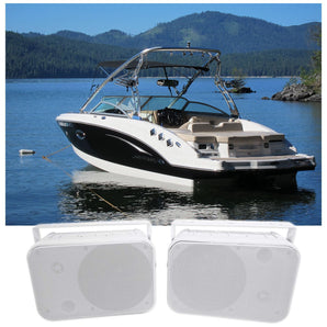 Pair Rockville HP65S 6.5" Marine Box Speakers with Swivel Bracket For Boats