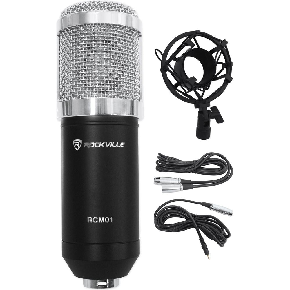 RCM01 Studio Recording Condenser Microphone+Shock Mount+Vocal Shield