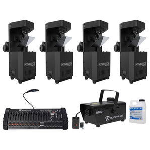 (4) Chauvet Intimidator Scan 110 Compact Scanner Lights+DMX Controller+Fogger