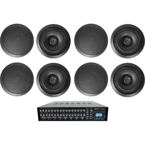 Rockville ROCK MATRIX 4-Zone Home Audio System+(8) 6.5" Black Ceiling Speakers