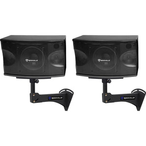 Pair Rockville KPS80 8" 3-Way 800w Karaoke/Pro Speakers+Adjustable Wall Brackets