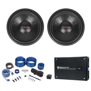 (2) American Bass XO 1544 15" 1000 Watt Car Subwoofers+Mono Amplifier+Amp Kit