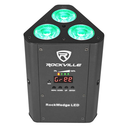 (8) RockWedge LED Battery Powered Par Lights+Wireless DMX Controller