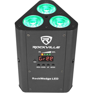 (2) Rockville RockWedge LED Battery Lights+384 Channel Wireless DMX Controller