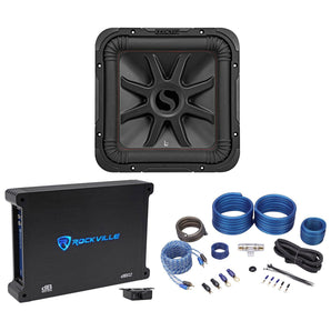 KICKER 45L7R124 12" 1200w L7R Subwoofer Solo-Baric L7R124+Mono Amplifier+Wires