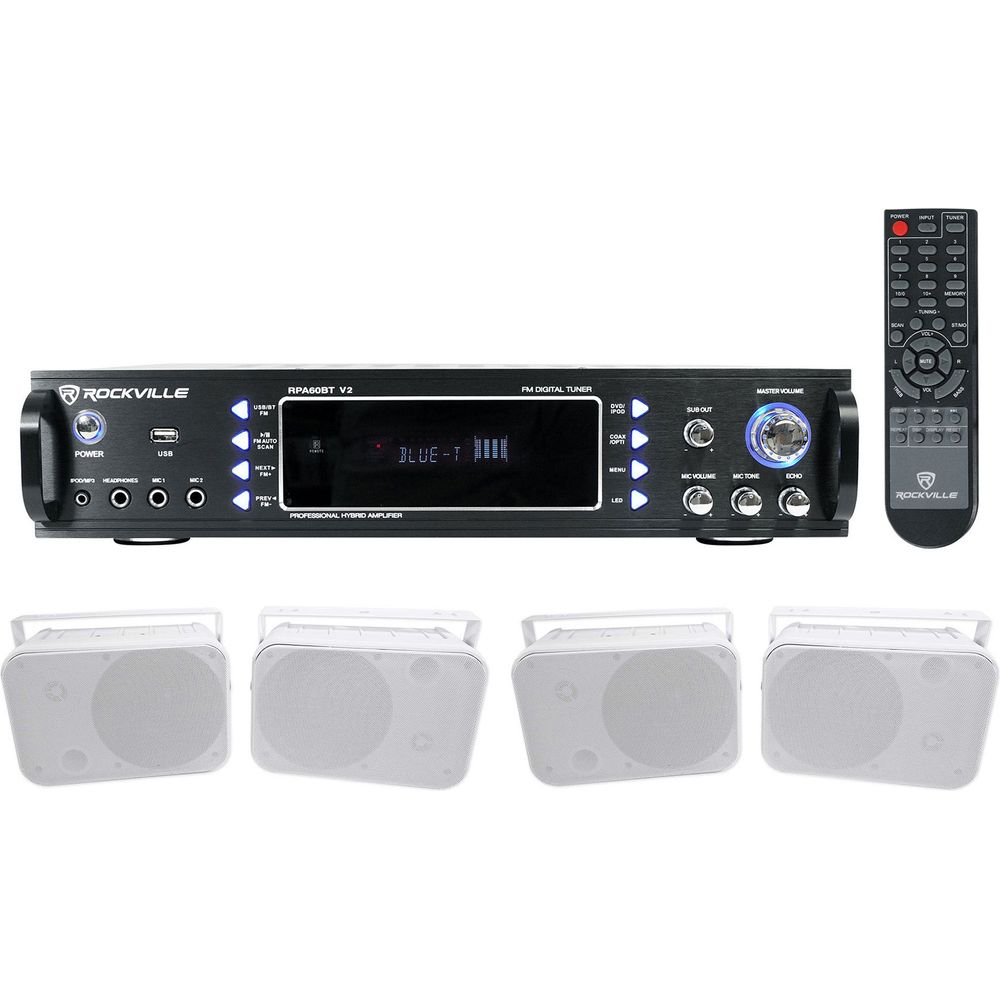 RPA60BT Receiver + HP65S-8 White 4-Pack Bundle
