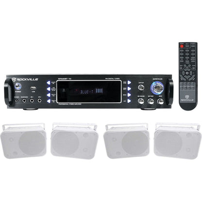 RPA60BT Receiver + HP65S-8 White 4-Pack Bundle