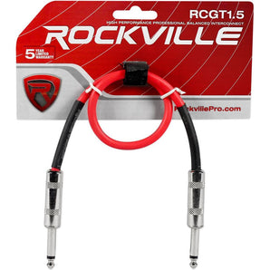 Rockville RCGT1.5R 1.5' 1/4'' TS to 1/4'' TS Instrument Cable-Red 100% Copper