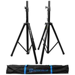 (4) Pairs Rockville Tripod DJ PA Speaker Stands+Carrying Cases - 8 Stands Total