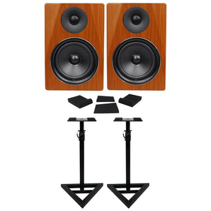 2) Rockville DPM6C Dual Powered 6.5" 420 Watt Active Studio Monitors+Stands+Pads