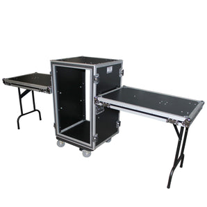 ProX T-18RSPWDT ATA Road Case For Amp Rack w/18U Space 20" Depth+Two Side Tables