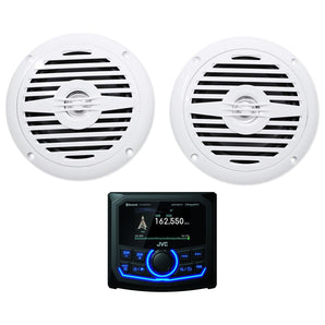 JVC KD-MR1BTS Digital Media Marine Bluetooth Receiver+(2) White 5.25" Speakers