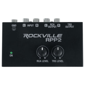 Rockville RPP2 Metal Phono Preamp Convert Line RCA to Phono Turntable Pre-Amp