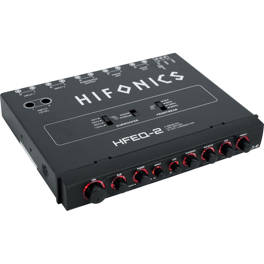 Hifonics HFEQ-2 1/2 Din 4-Band Equalizer w/ 9-Volt Line-Driver Signal ...