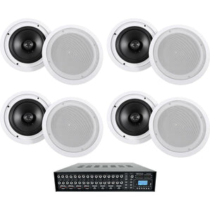 Rockville ROCK MATRIX 4-Zone Home Audio System w/(8) 8" White Ceiling Speakers