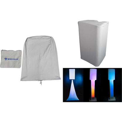 2 Rockville White 15" PA DJ Speaker Covers+Scrims+Stands+Lights 4 Wedding Church