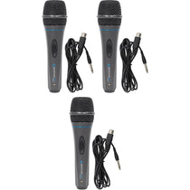(3) MK75 Karaoke DJ Wired Microphones w/10' XLR to 1/4" Cables