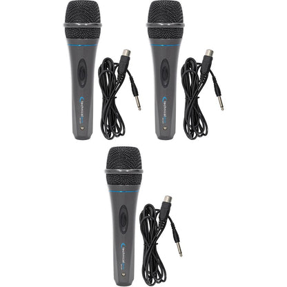 (3) MK75 Karaoke DJ Wired Microphones w/10' XLR to 1/4" Cables