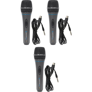 3 Technical Pro MK75 Karaoke DJ Wired Microphones Mics+10 ft. XLR to 1/4" Cables