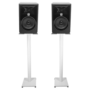 (2) JBL 305P MkII 5" Powered Studio Monitor Monitoring Speakers+White 37" Stands