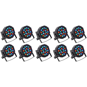 (10) Rockville RockPAR50 LED RGB Compact Par Can DJ/Club DMX Wash Lights