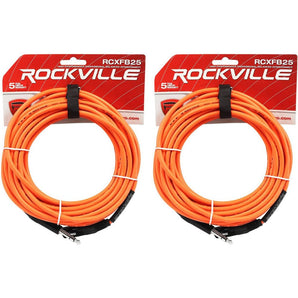 2 Rockville RCXFB25O Orange 25' Female REAN XLR to 1/4'' TRS Balanced Cables OFC