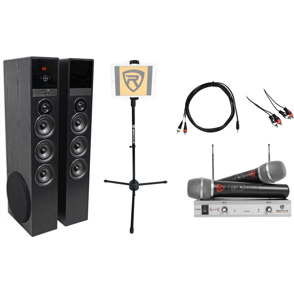 Rockville Bluetooth Home Theater/Karaoke Machine System+(2) Mics+Subs+iPad Stand