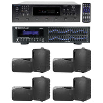 6-Zone Receiver with (4) Pairs of Black 4" Indoor/Outdoor Speakers, Home Package