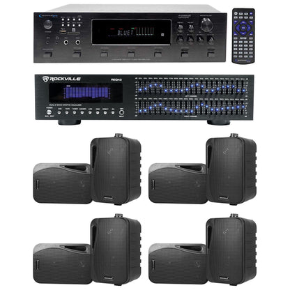 6-Zone Receiver with (4) Pairs of Black 4" Indoor/Outdoor Speakers, Home Package