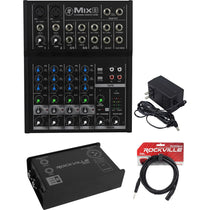 Mix8 8-Channel Mixer, Low Noise + Rockville DI Box + Cable
