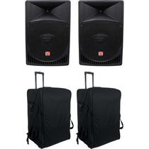 (2) RPG15 15" Powered 1000W DJ PA Speakers+(2) Rolling Travel Bags