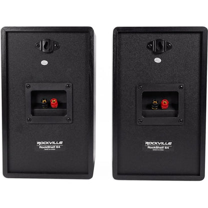 RockShelf 64B Black 6.5" Home Bookshelf Speakers w/29" Stands