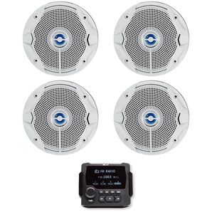 MB Quart GMR-LCD Marine/Boat Gauge Receiver w/Bluetooth+(4) JBL 6.5" Speakers