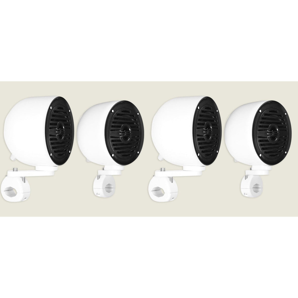(4) White 4" 200W Rollbar Roll Cage Tower Speakers For ATV/UTV/Cart