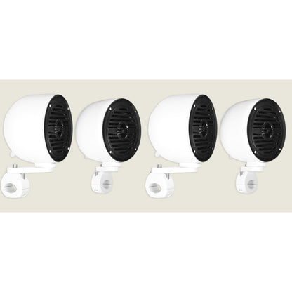 (4) White 4" 200W Rollbar Roll Cage Tower Speakers For ATV/UTV/Cart