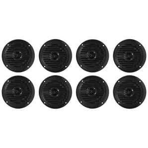 (8) Rockville MS40B Black 4" 200 Watt Marine Boat Speakers Compact and Powerful