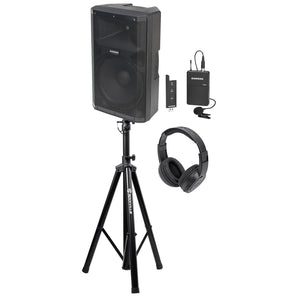 Samson RS115A 15" 400w Speaker w/Bluetooth+Wireless Lavalier Mic for Speeches