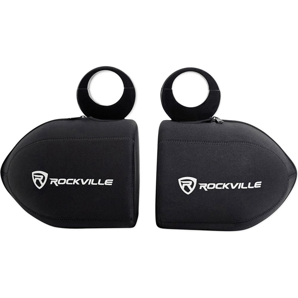 (2) Rockville RWB80B 8" Black 600 Watt Marine Wakeboard Tower Speakers+Covers