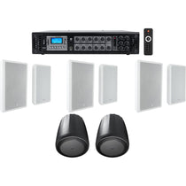 6-Zone Amplifier+2 JBL Pendant+6 Slim White Wall Speakers 4 Restaurant/Bar/Cafe