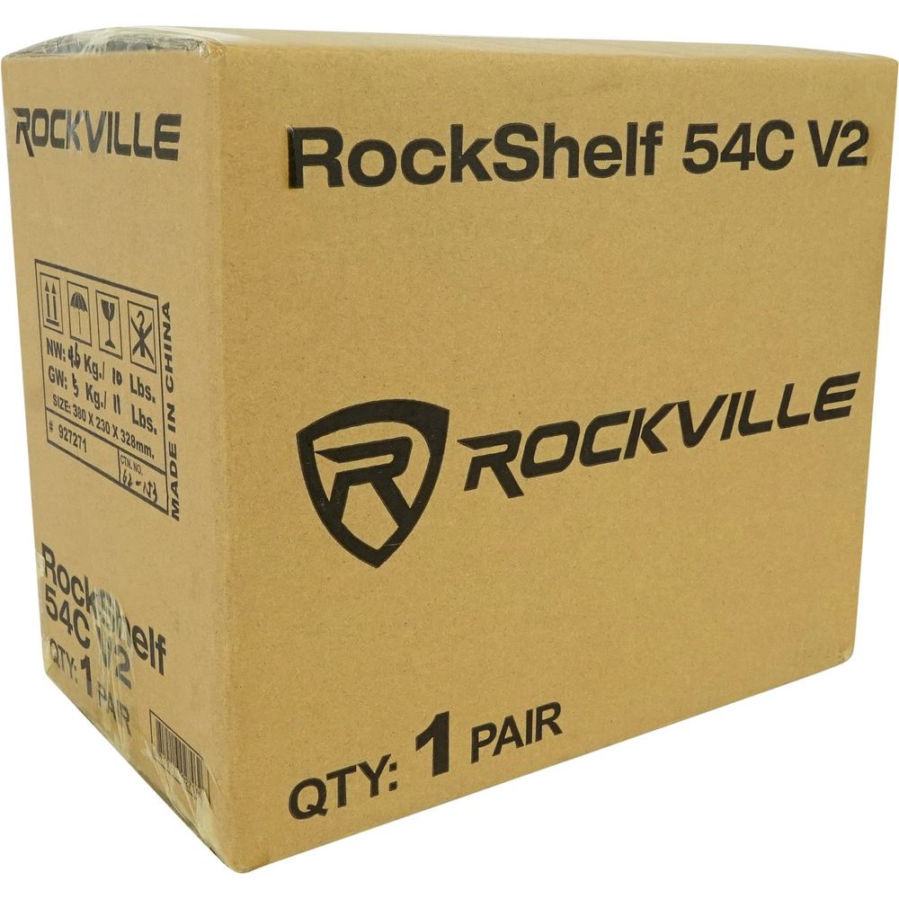 RockShelf 54C Wood 5.25" Home Bookshelf Speakers+8" Wood Stands