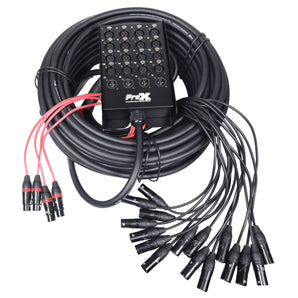 ProX XC-SB164XLR100 100' XLR Stage Extension Box w/16 XLR-F+4 XLR-M Snake Cable