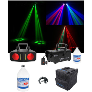 Chauvet DJ Duo Moon Moonflower/Strobe Effect Light+Clamp+Bag+Fogger+Gallon Fluid