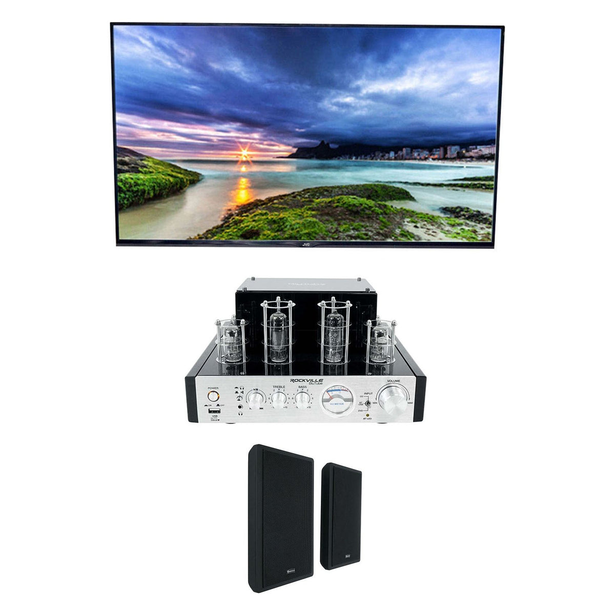 BluTube Tube Amplifier/Home Theater Bluetooth Receiver + 2 Wall Speakers