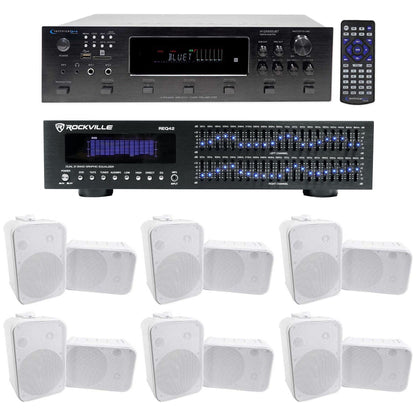 6000W 6-Zone Home Theater Bluetooth Receiver + (12) 6.5" Speakers + EQ