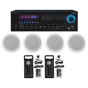 Technical Pro Home Karaoke Machine System w/ Bluetooth+(4) 6.5" Ceiling Speakers