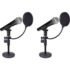 2) Rockville Microphones+Desktop Stands+Pop Filters 4 Recording, Studio, Podcast